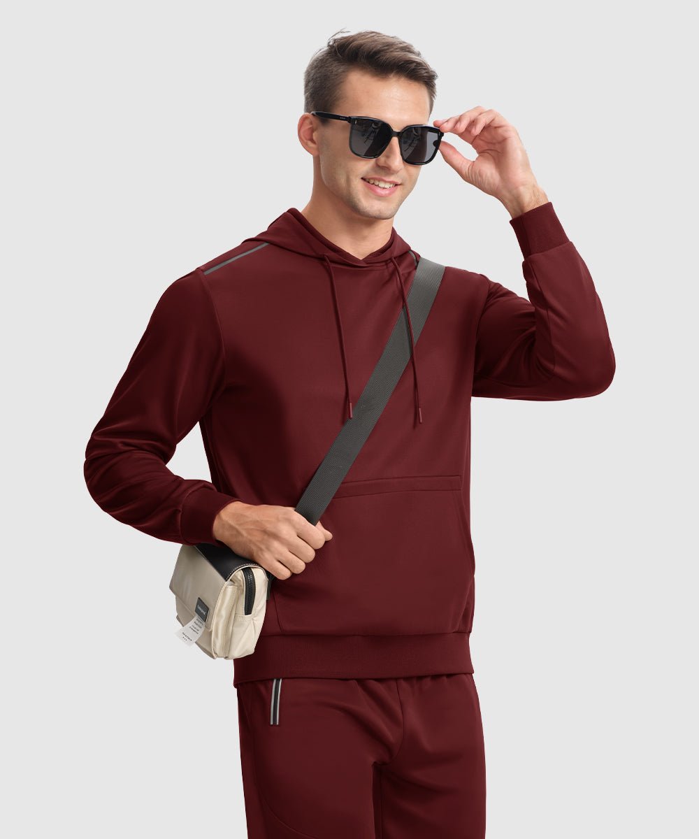 Men's Hooded Pullover and Rib Knit Cuff Pants Lounge Sets - TBMPOY