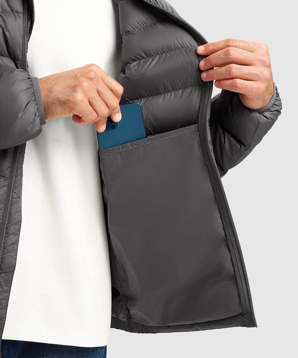 Men's Lightweight Puffer Hooded Jacket - TBMPOY