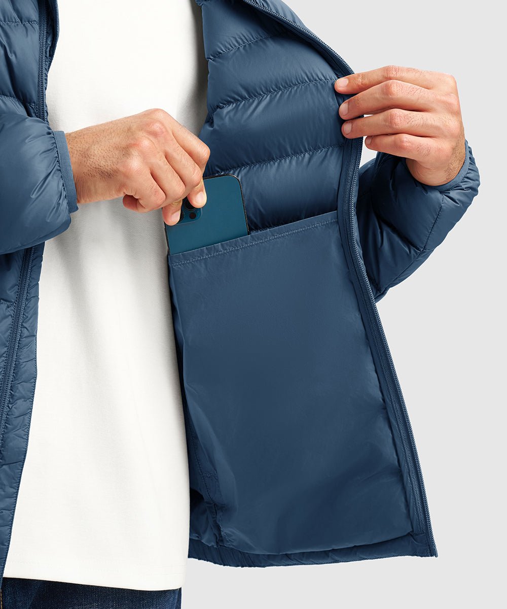 Men's Lightweight Puffer Hooded Jacket - TBMPOY