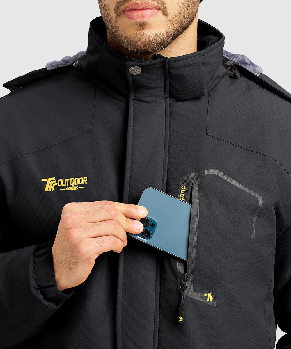 Men's Water Resistant Skiing Windbreaker Hooded Jacket - TBMPOY