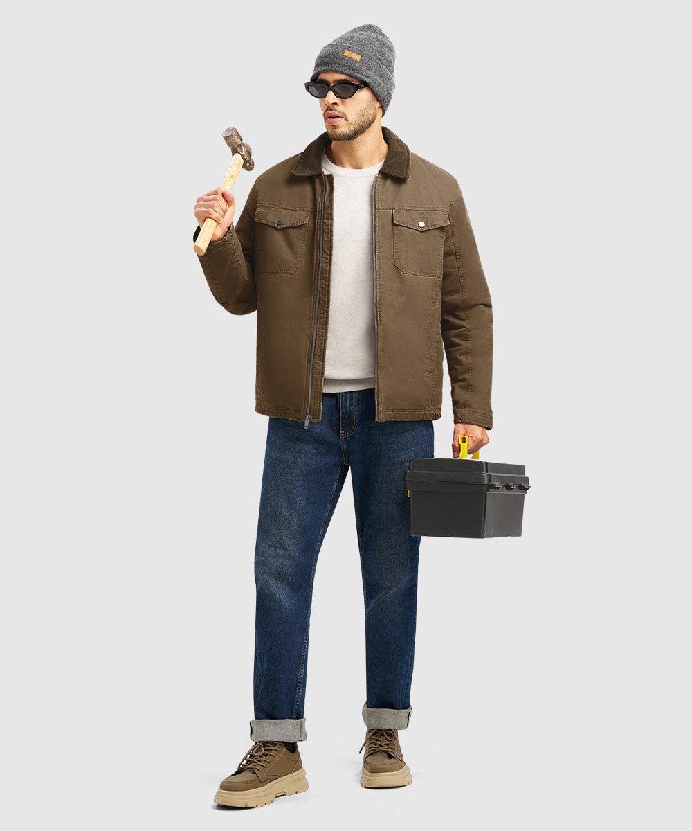 Men's Warm Corduroy Lapel Work Jacket - TBMPOY