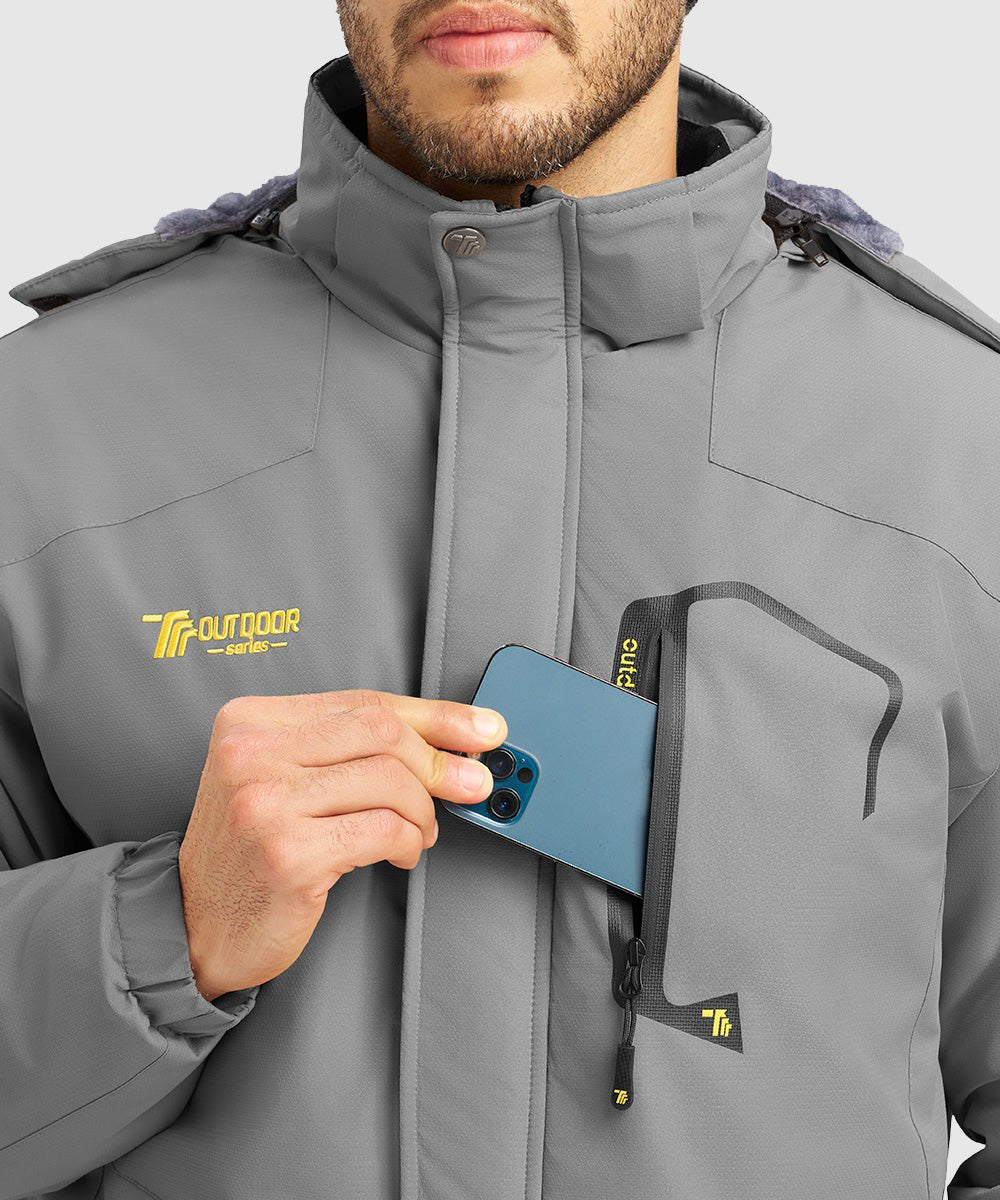 Men's Water Resistant Skiing Windbreaker Hooded Jacket - TBMPOY