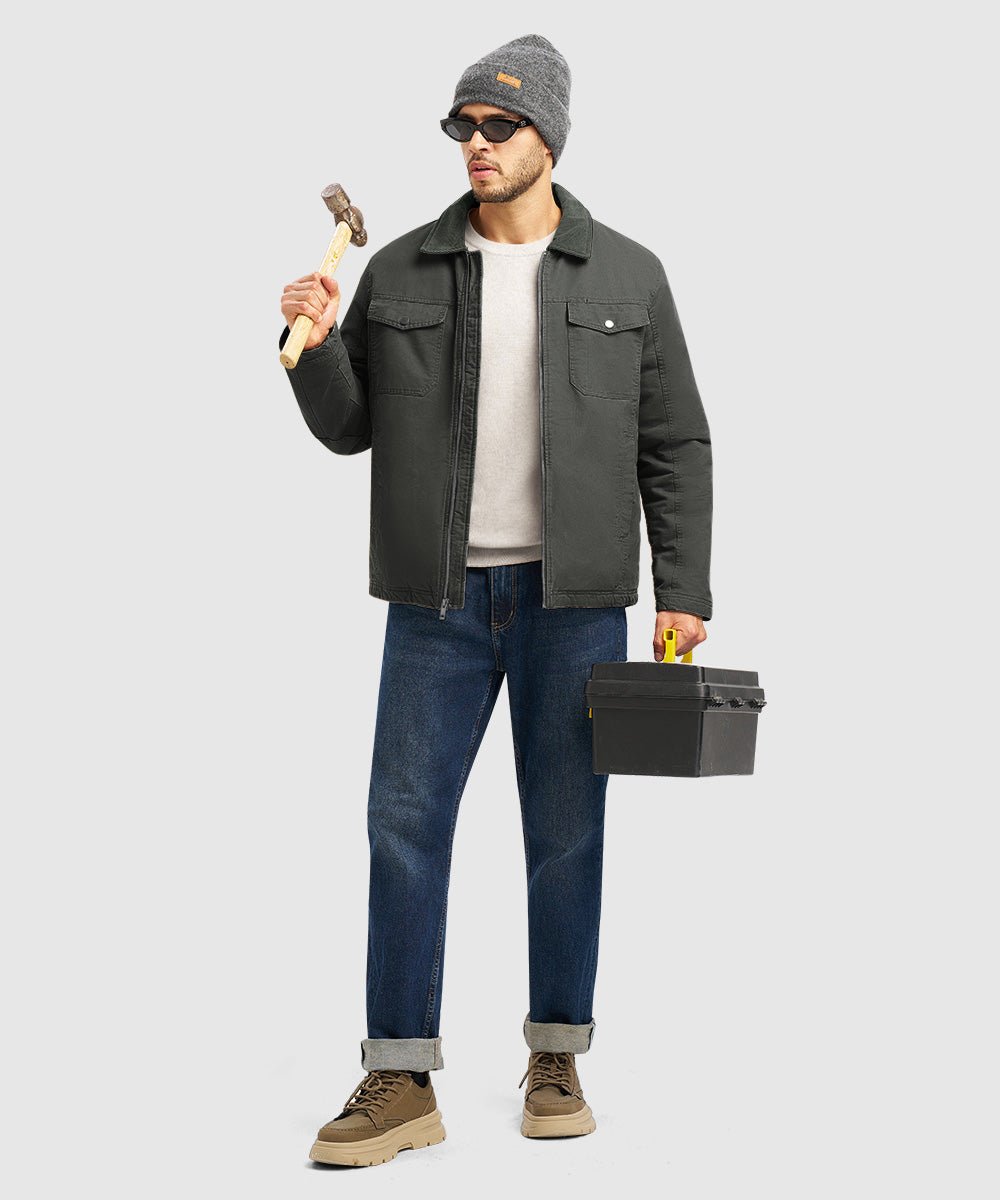 Men's Warm Corduroy Lapel Work Jacket - TBMPOY