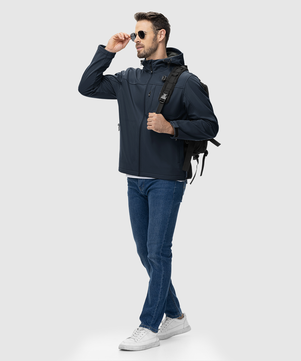 Men's Water - Resistant Softshell Fleece Lined Hooded Jacket - TBMPOY