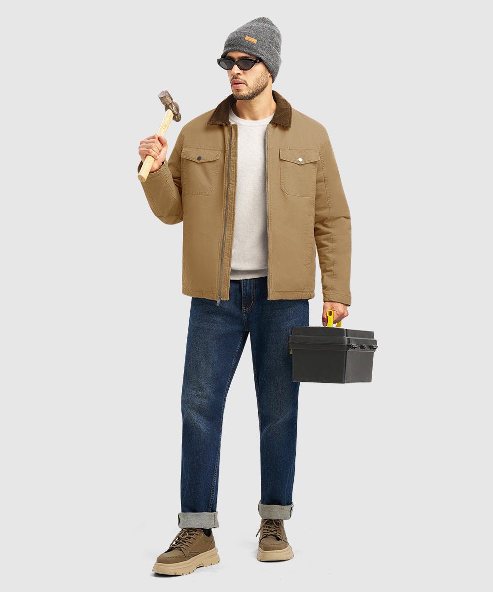 Men's Warm Corduroy Lapel Work Jacket - TBMPOY