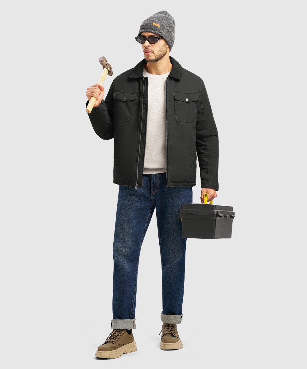 Men's Warm Corduroy Lapel Work Jacket - TBMPOY