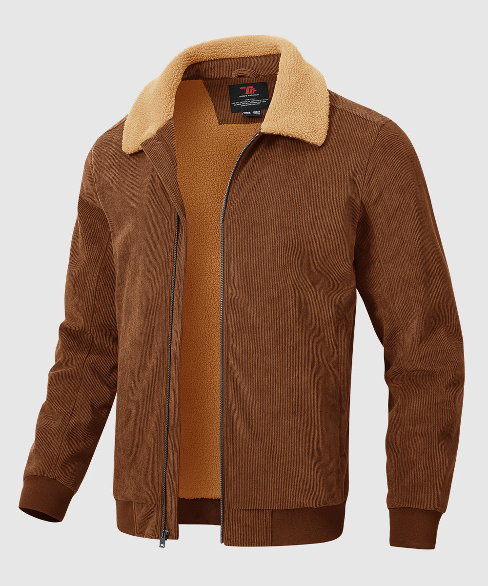 Men's Sherpa Lined Corduroy Trucker Jacket - TBMPOY