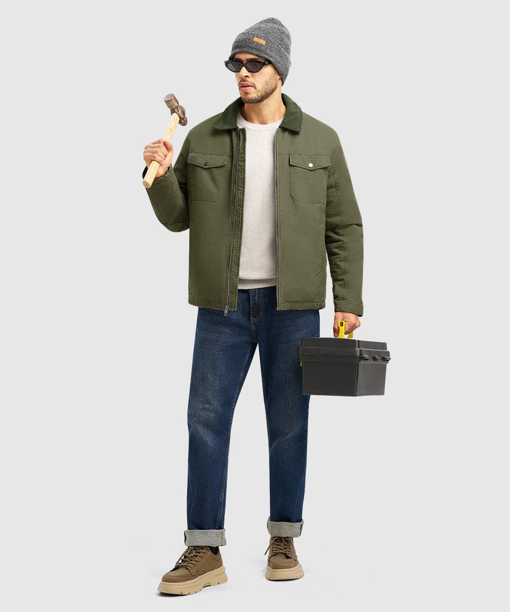 Men's Warm Corduroy Lapel Work Jacket - TBMPOY