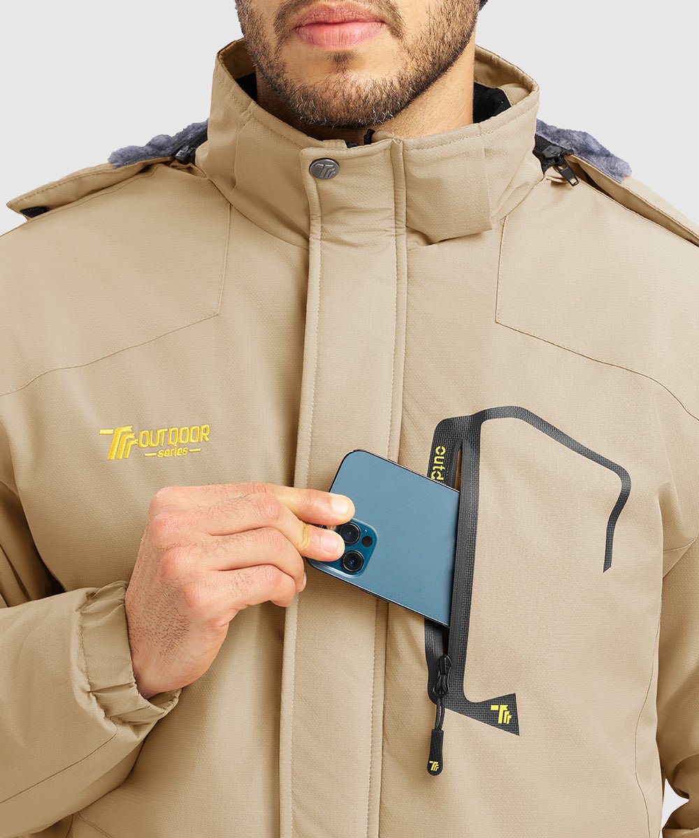 Men's Water Resistant Skiing Windbreaker Hooded Jacket - TBMPOY