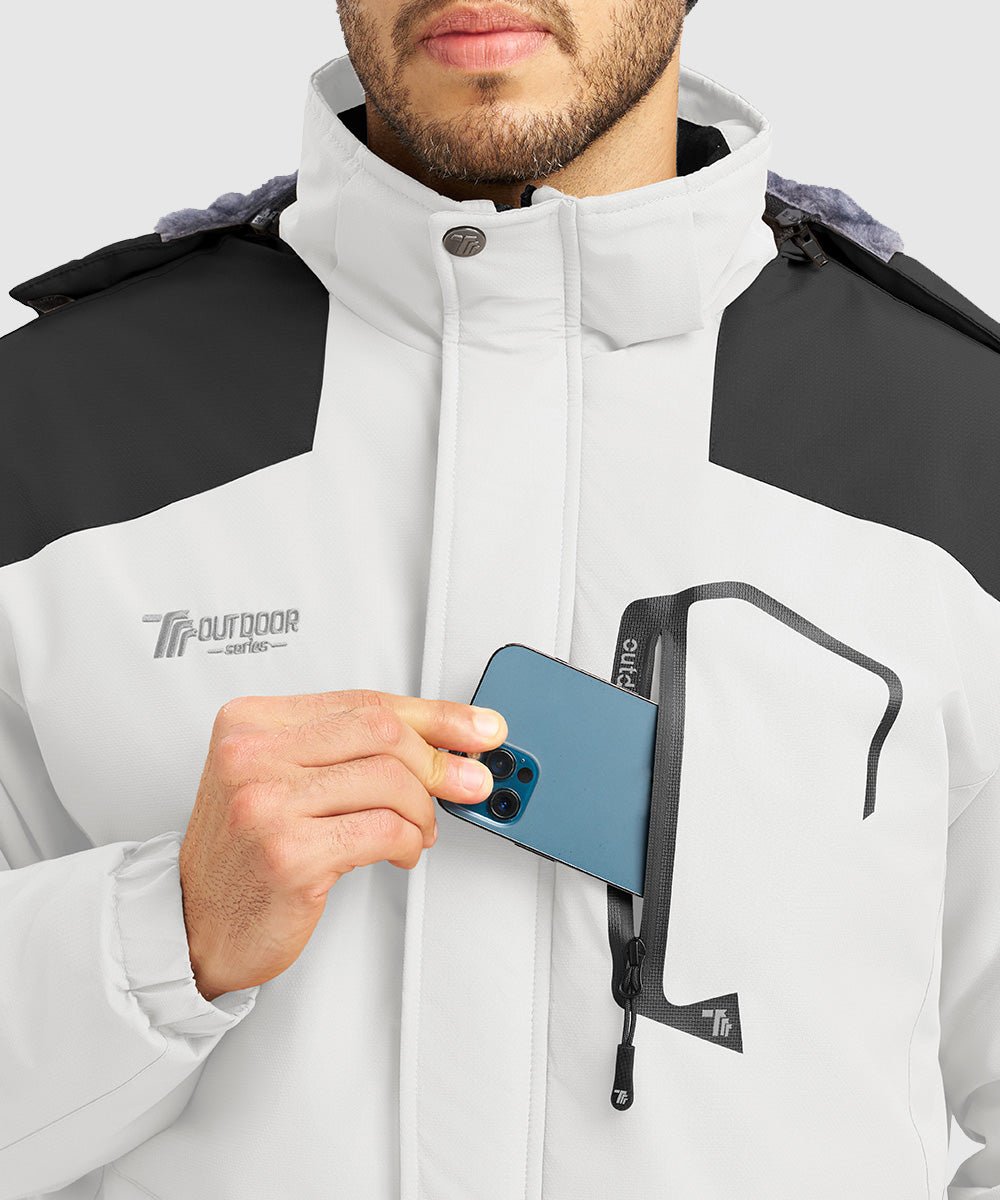 Men's Water Resistant Skiing Windbreaker Hooded Jacket - TBMPOY