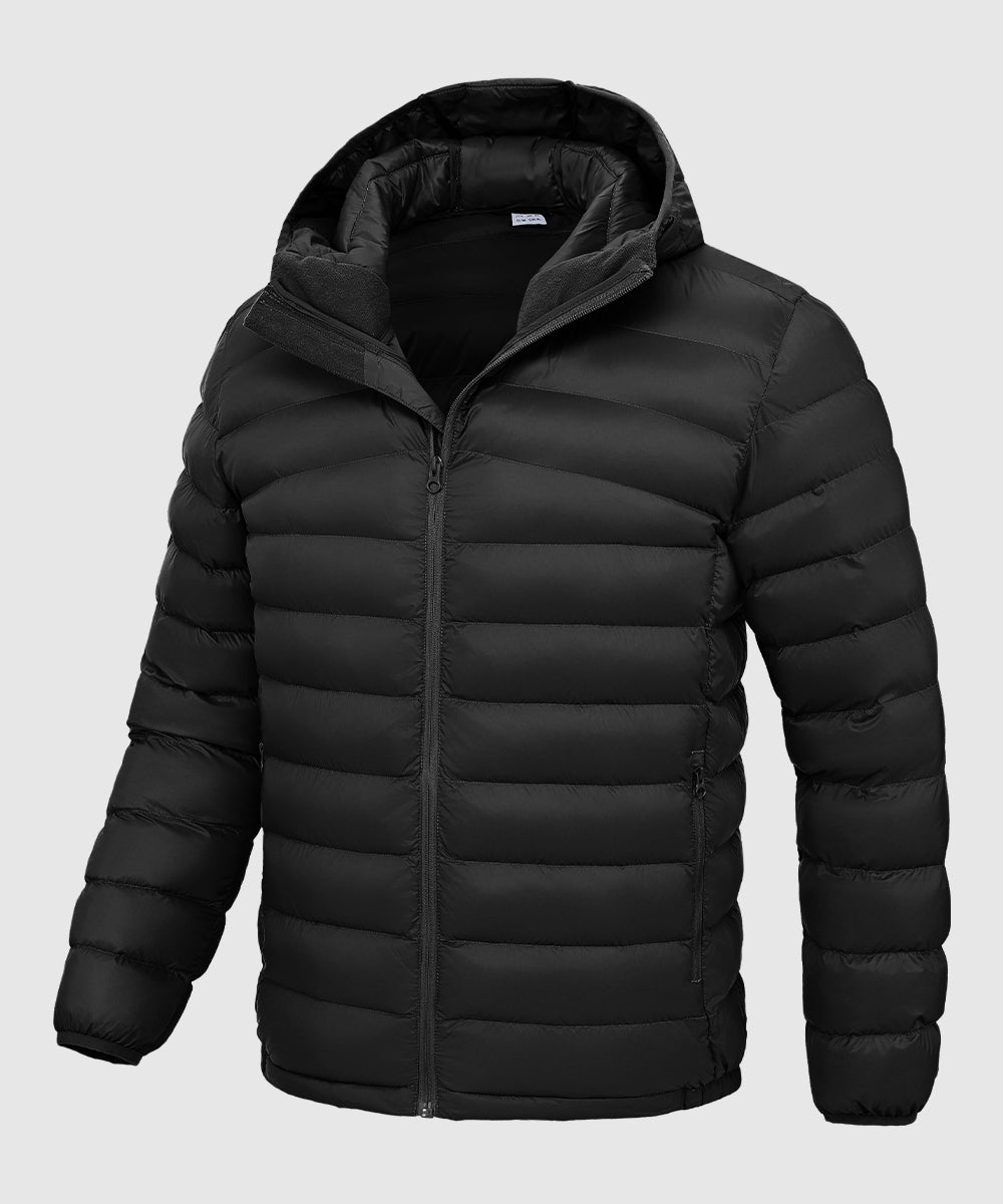 Men's Lightweight Puffer Hooded Jacket - TBMPOY