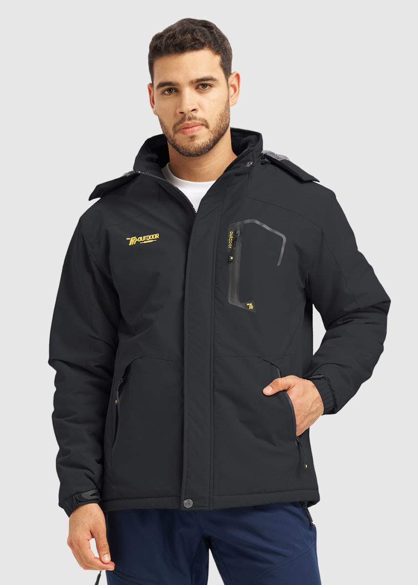 Men's Water Resistant Skiing Windbreaker Hooded Jacket - TBMPOY