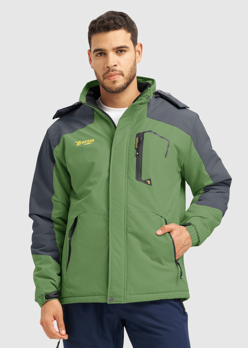 Men's Water Resistant Skiing Windbreaker Hooded Jacket - TBMPOY