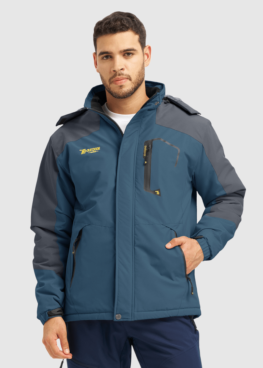 Men's Water Resistant Skiing Windbreaker Hooded Jacket - TBMPOY