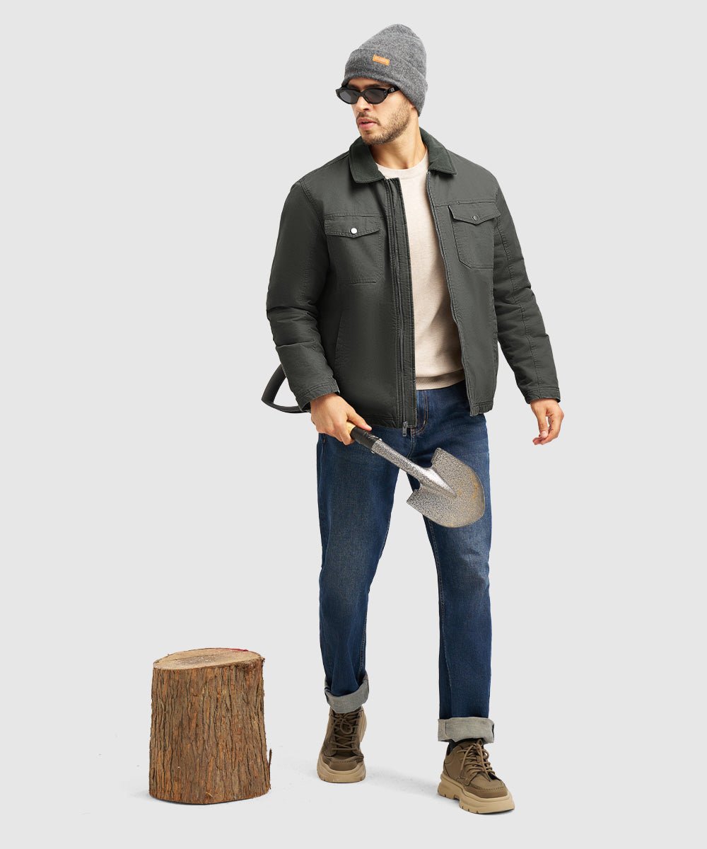 Men's Warm Corduroy Lapel Work Jacket - TBMPOY