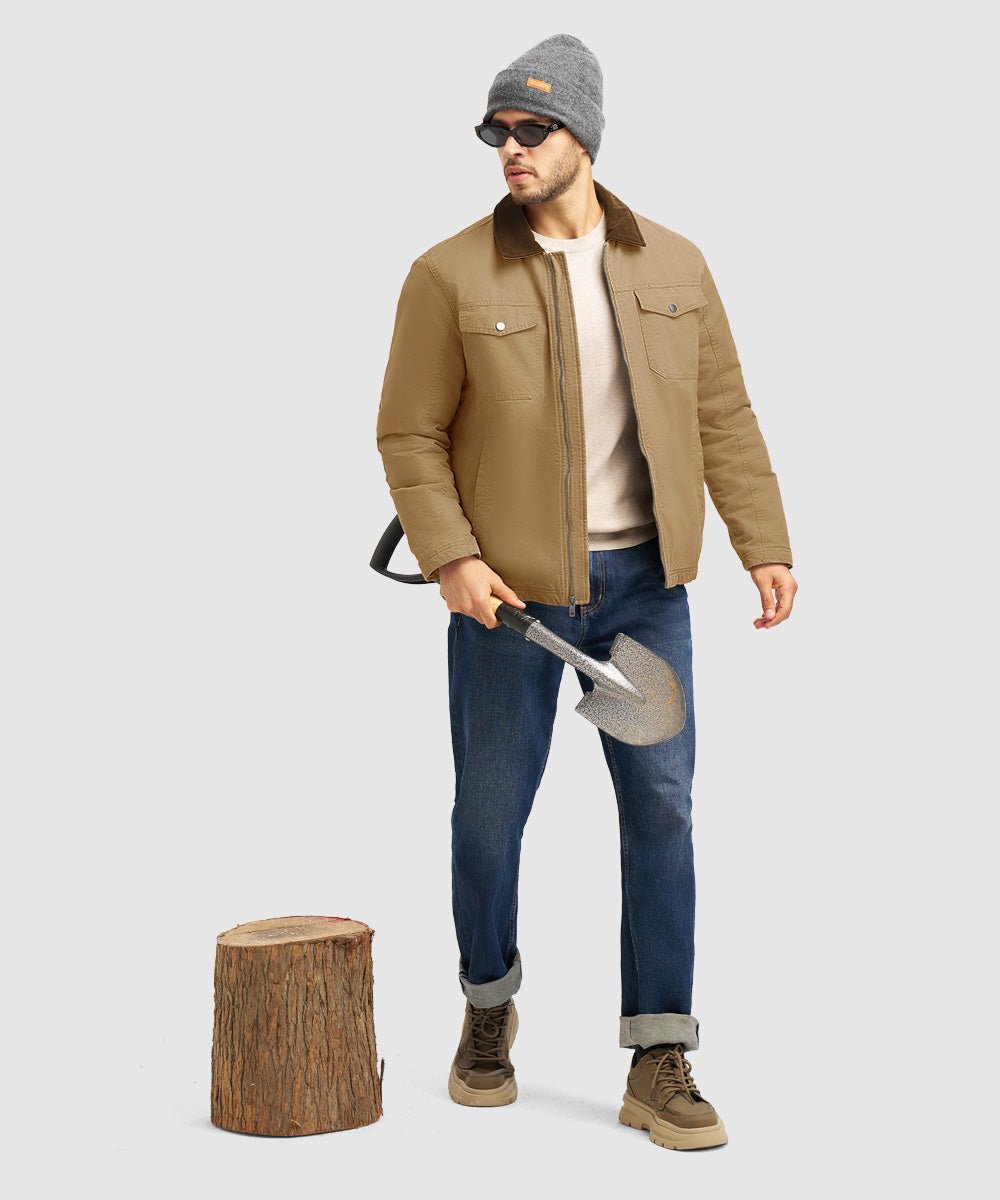 Men's Warm Corduroy Lapel Work Jacket - TBMPOY