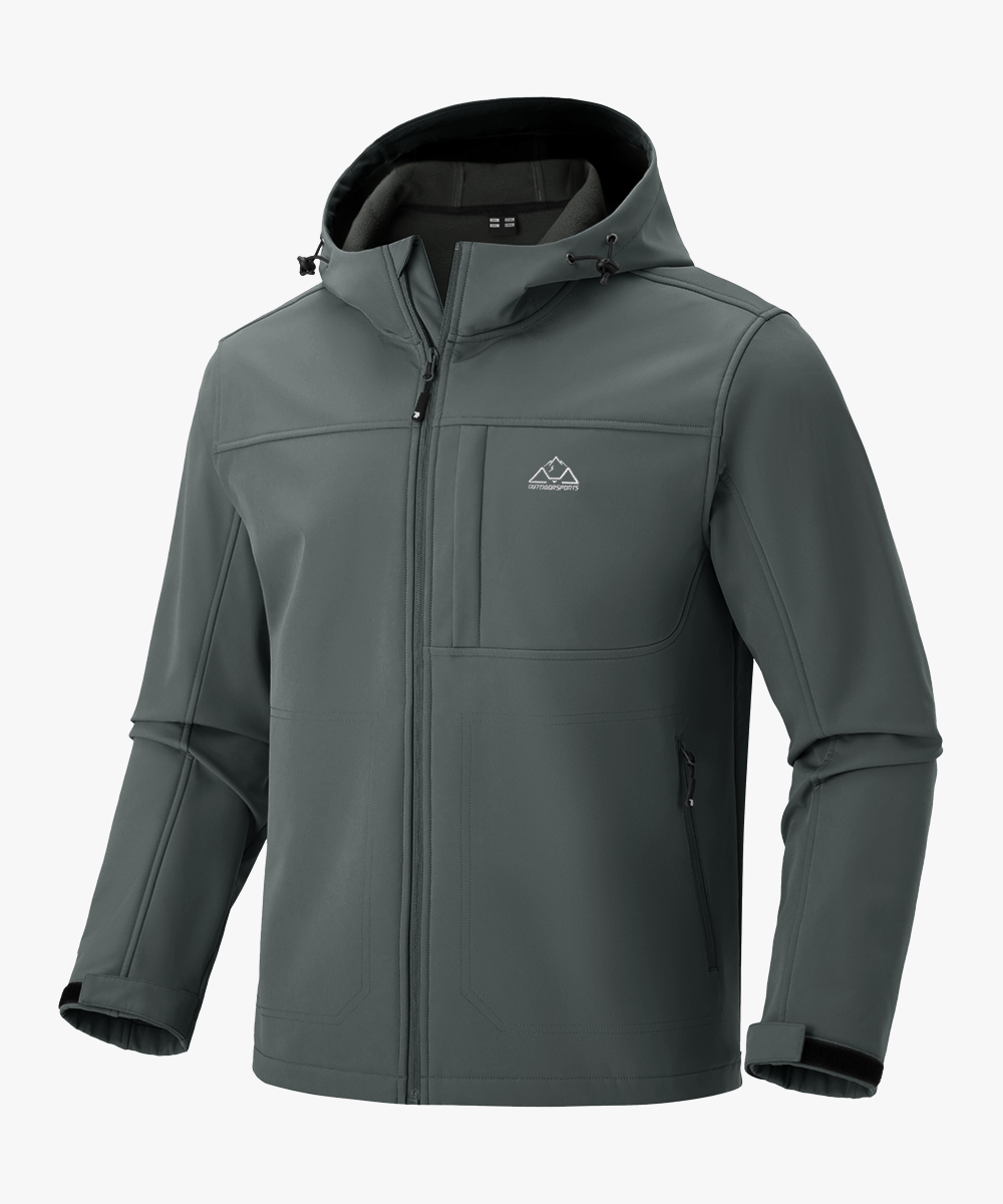 Men's Water - Resistant Softshell Fleece Lined Hooded Jacket - TBMPOY