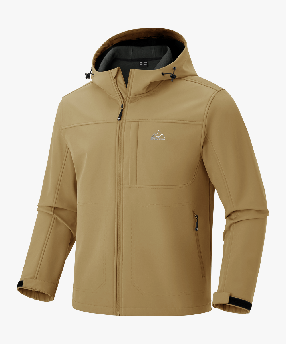 Men's Water - Resistant Softshell Fleece Lined Hooded Jacket - TBMPOY