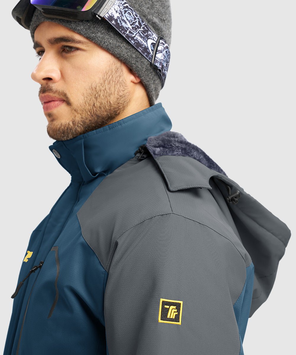 Men's Water Resistant Skiing Windbreaker Hooded Jacket - TBMPOY