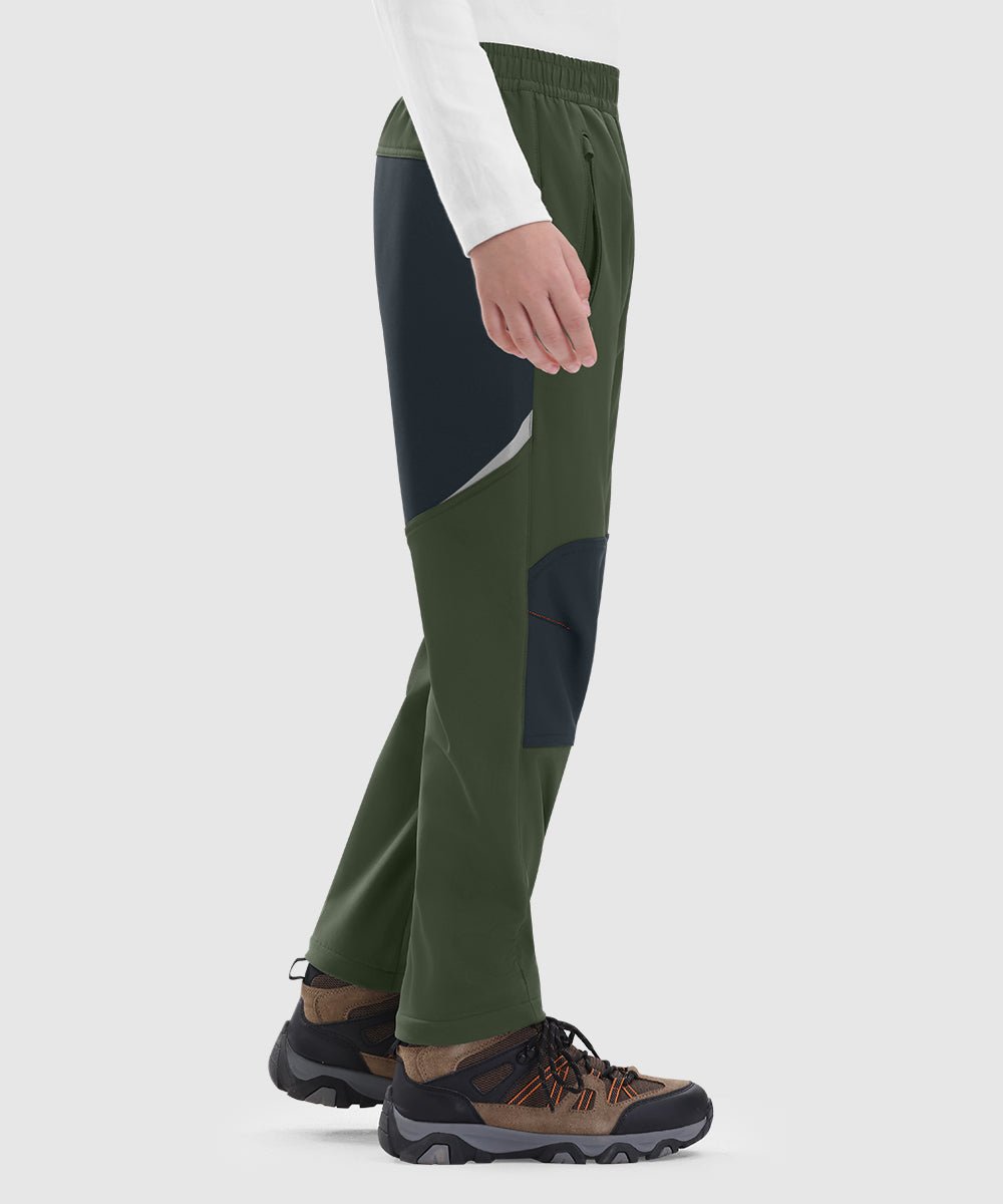Boys' Outdoor Water Resistant Fleece - Lined Softshell Pants - TBMPOY