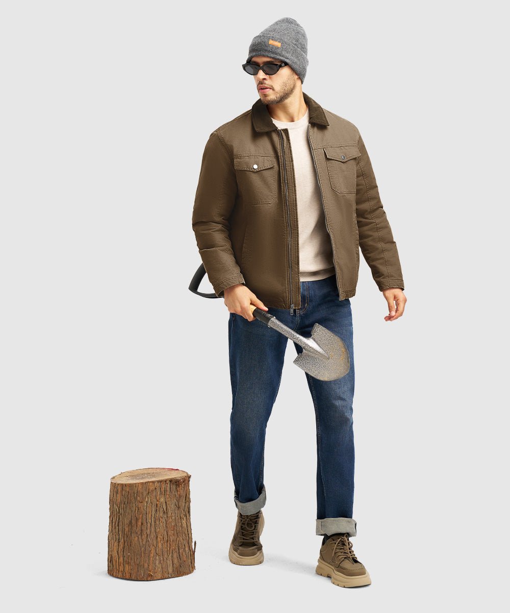 Men's Warm Corduroy Lapel Work Jacket - TBMPOY
