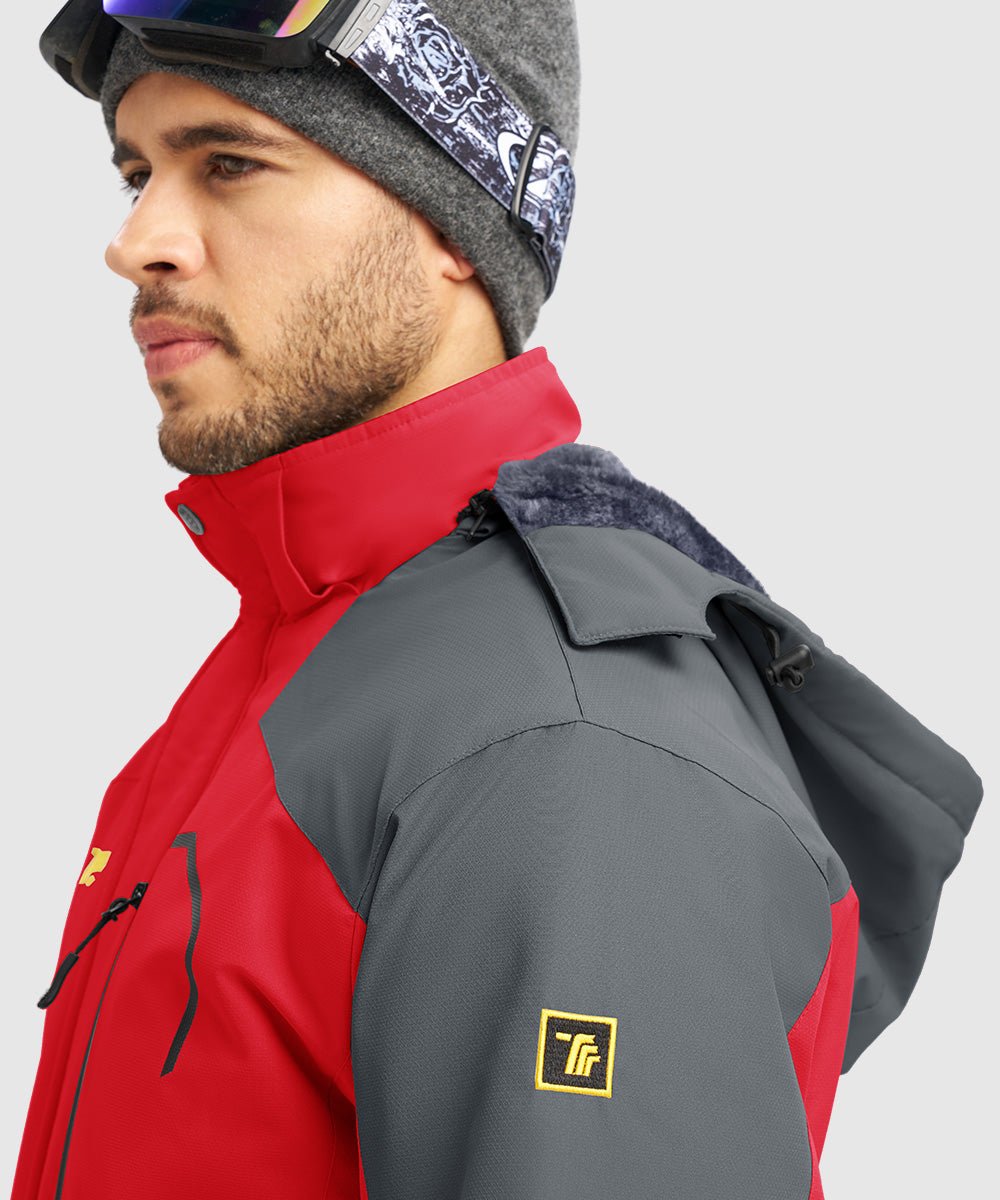 Men's Water Resistant Skiing Windbreaker Hooded Jacket - TBMPOY