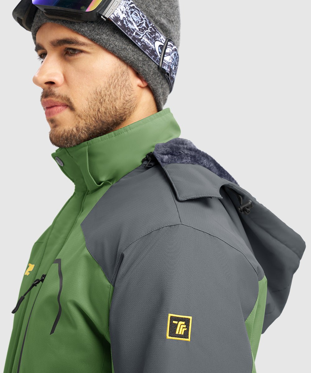 Men's Water Resistant Skiing Windbreaker Hooded Jacket - TBMPOY
