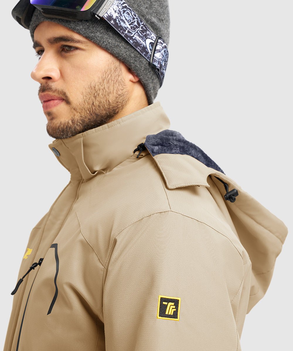 Men's Water Resistant Skiing Windbreaker Hooded Jacket - TBMPOY