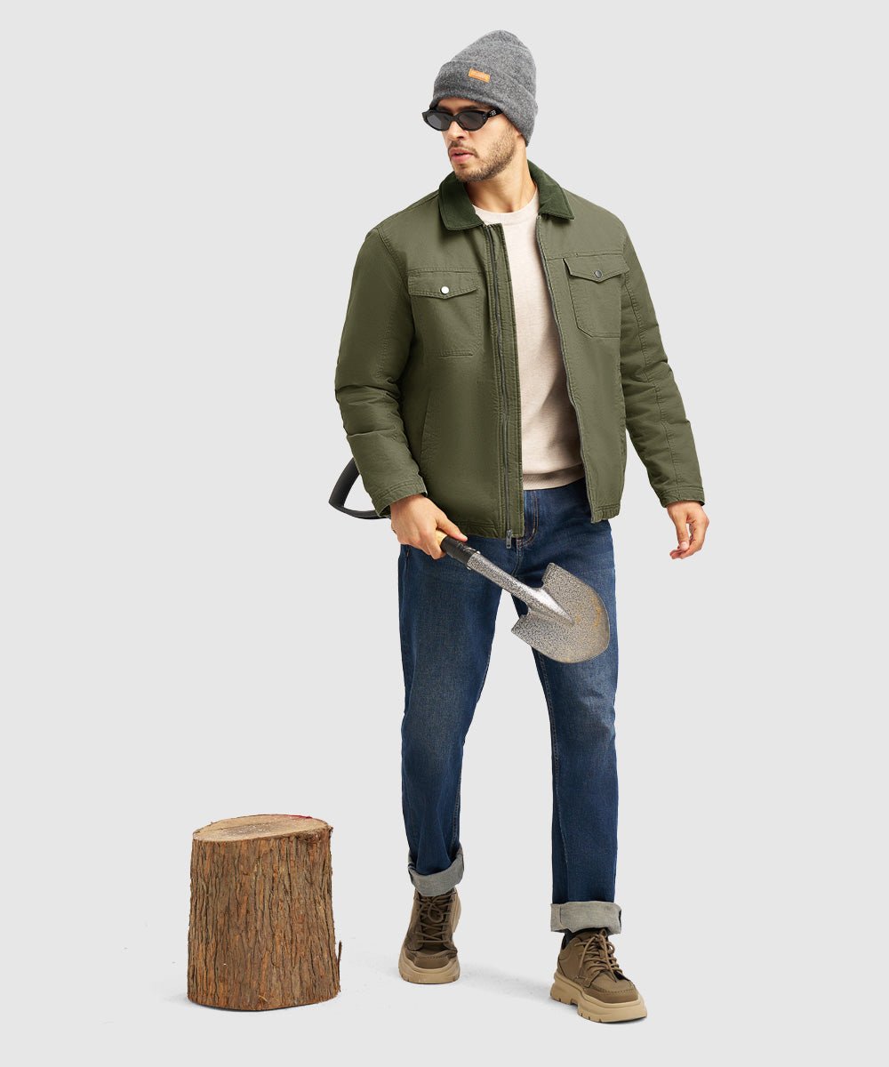 Men's Warm Corduroy Lapel Work Jacket - TBMPOY