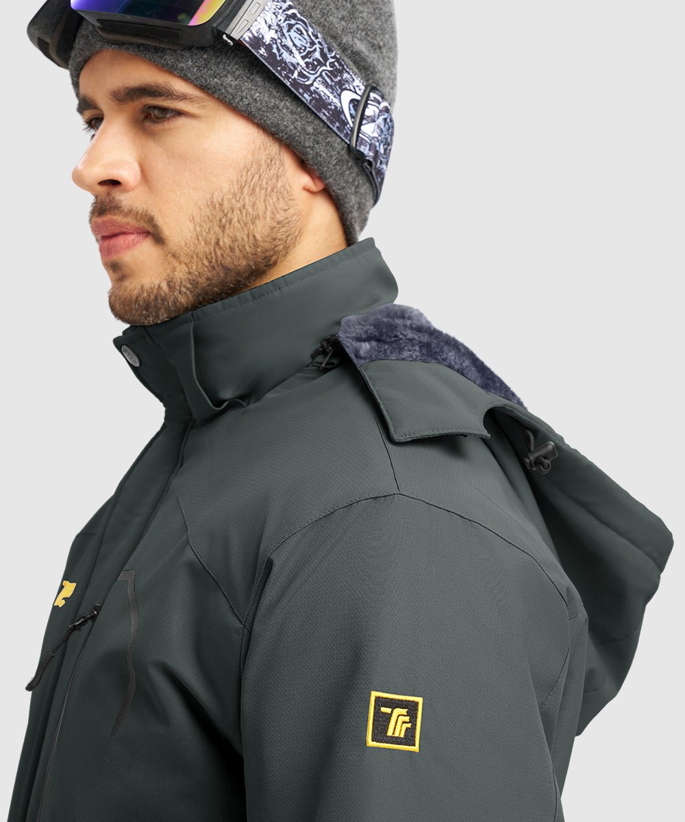 Men's Water Resistant Skiing Windbreaker Hooded Jacket - TBMPOY