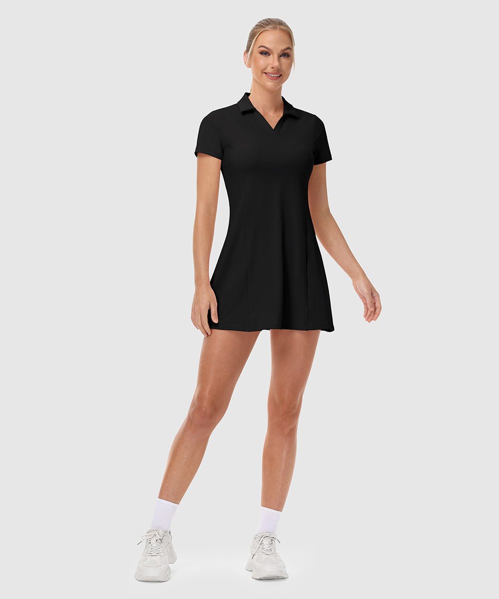 Women's UPF 50+ Tennis Golf Polo Neck Dress - TBMPOY