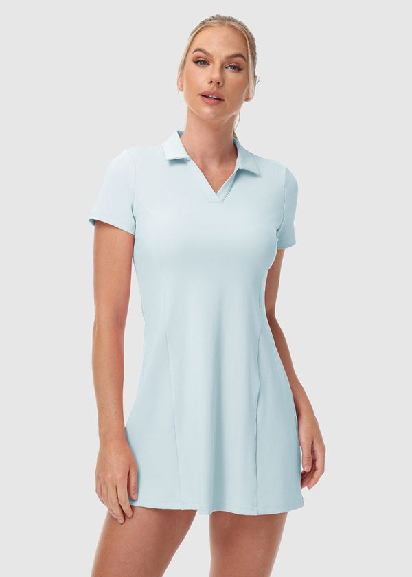 Women's UPF 50+ Tennis Golf Polo Neck Dress - TBMPOY