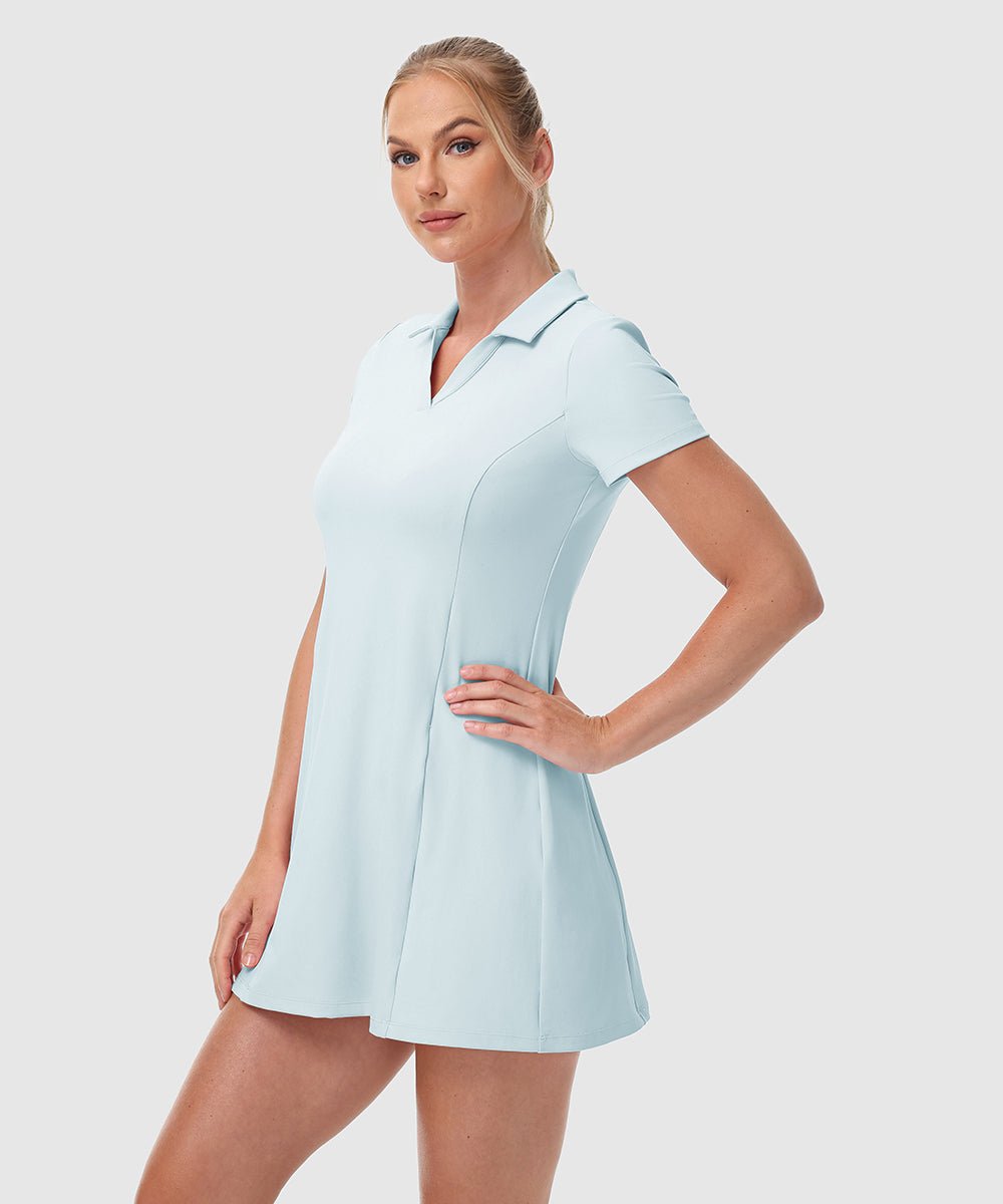 Women's UPF 50+ Tennis Golf Polo Neck Dress - TBMPOY