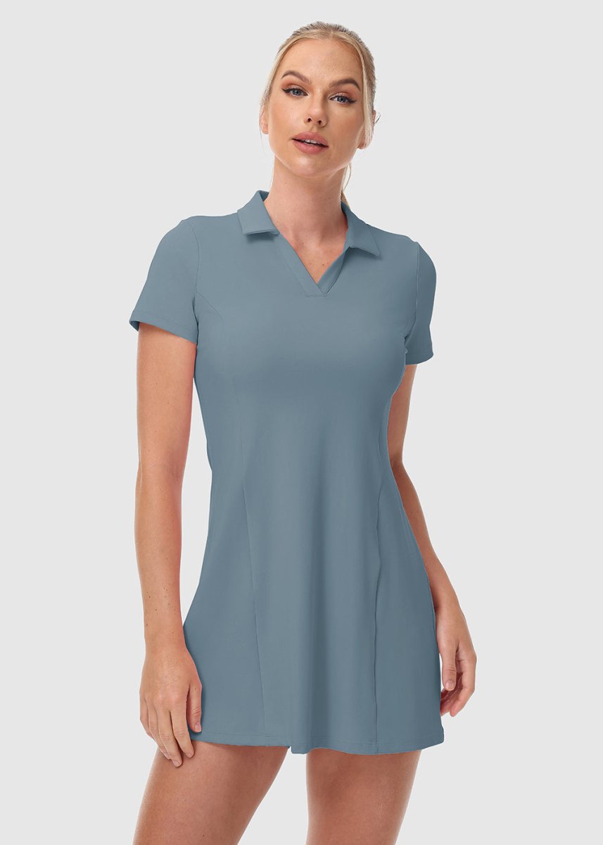 Women's UPF 50+ Tennis Golf Polo Neck Dress - TBMPOY