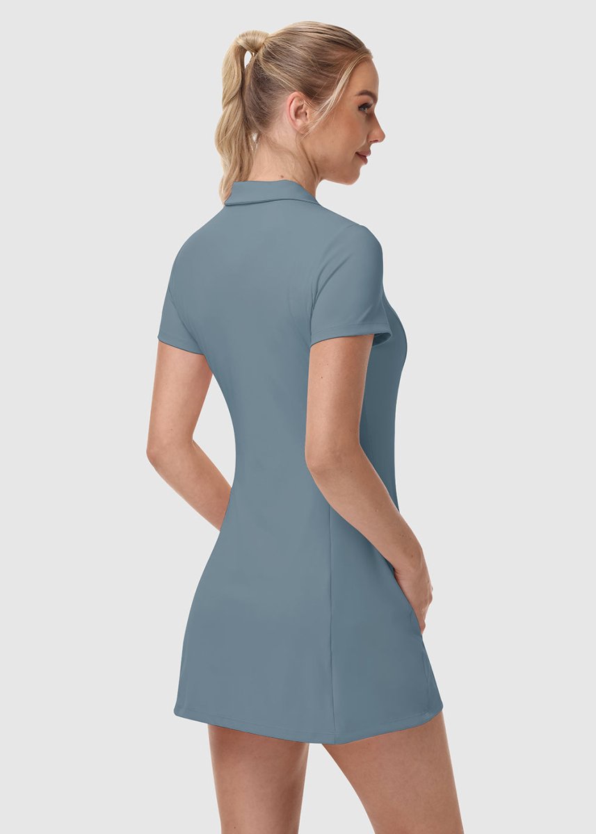 Women's UPF 50+ Tennis Golf Polo Neck Dress - TBMPOY