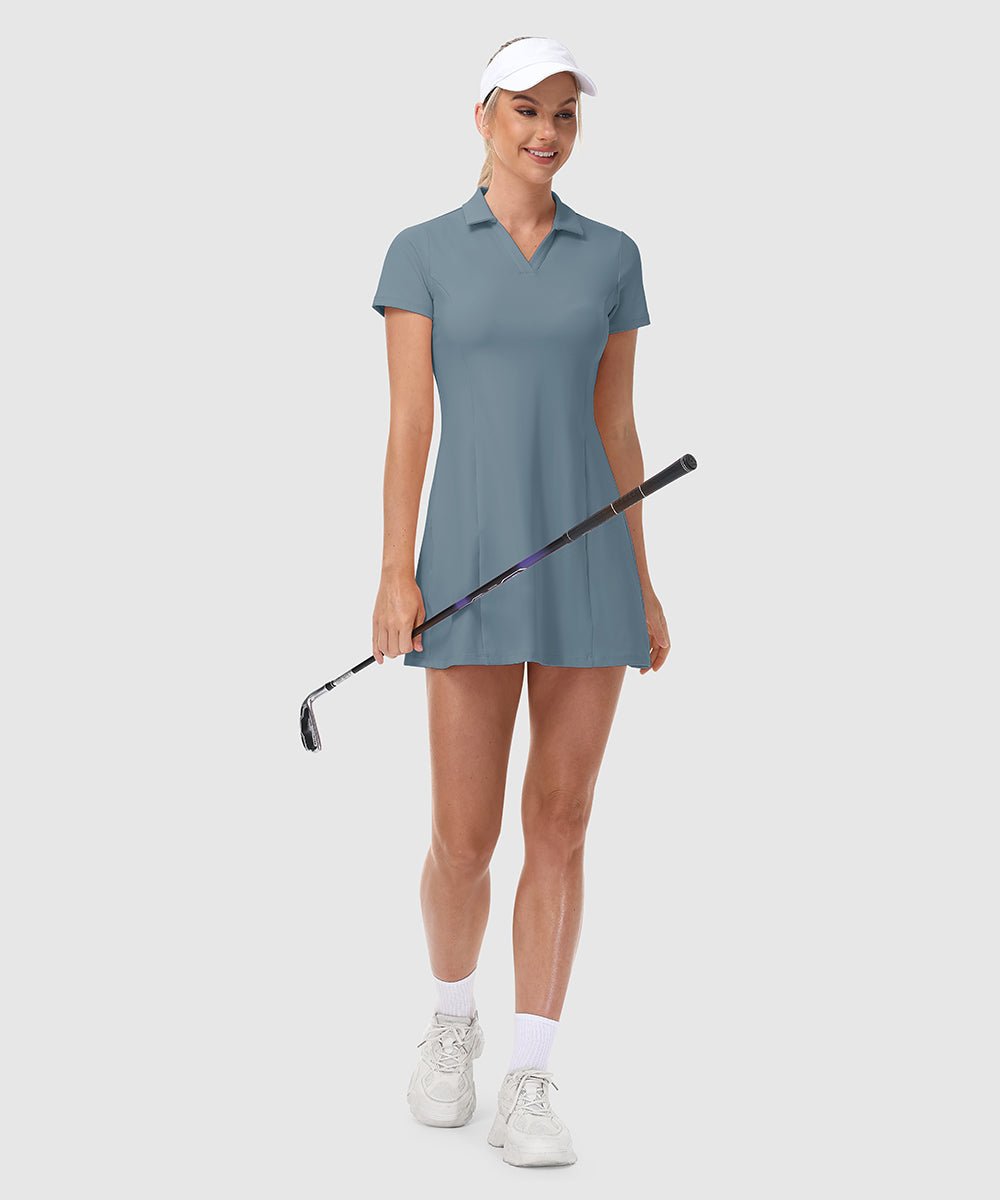 Women's UPF 50+ Tennis Golf Polo Neck Dress - TBMPOY