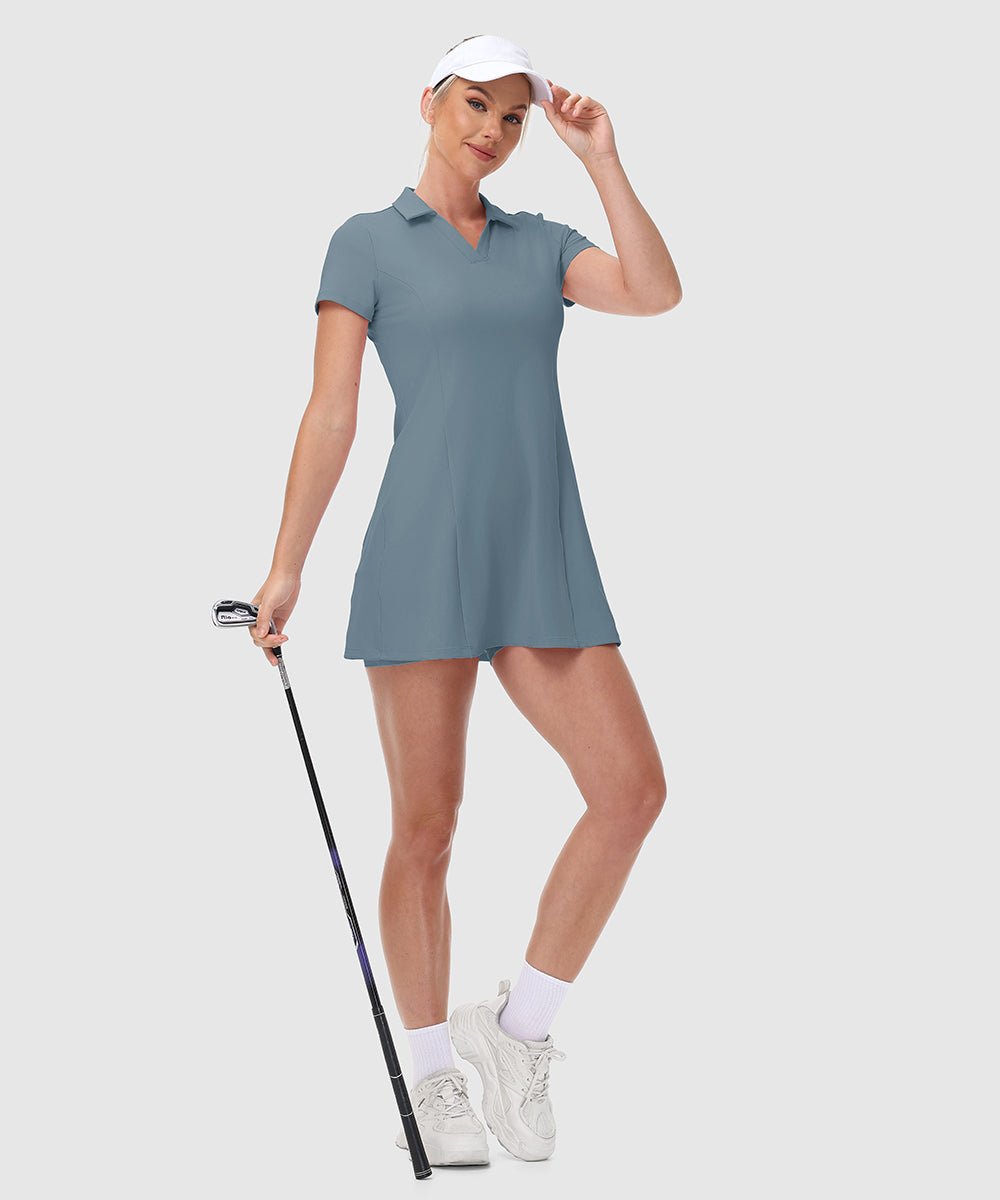 Women's UPF 50+ Tennis Golf Polo Neck Dress - TBMPOY