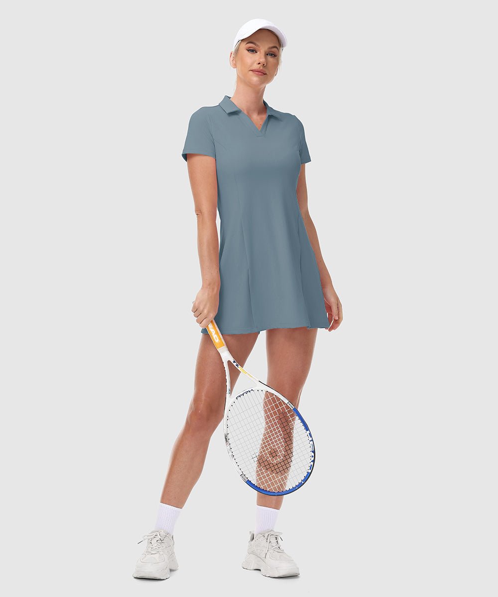 Women's UPF 50+ Tennis Golf Polo Neck Dress - TBMPOY