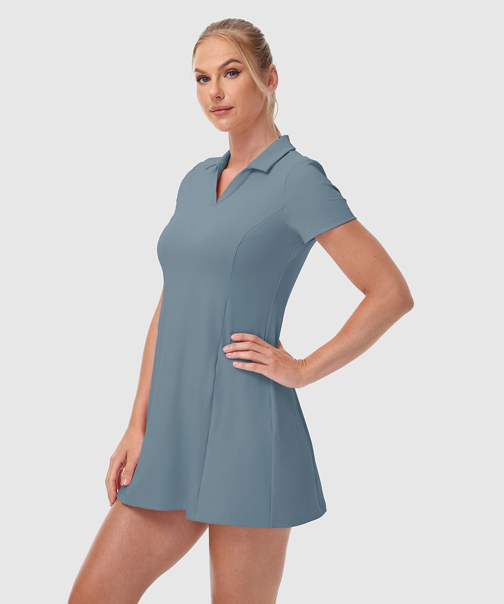 Women's UPF 50+ Tennis Golf Polo Neck Dress - TBMPOY