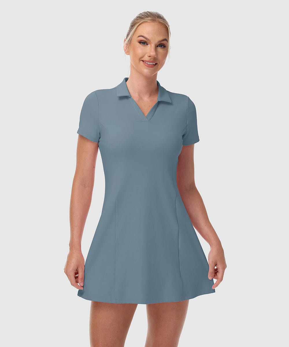 Women's UPF 50+ Tennis Golf Polo Neck Dress - TBMPOY