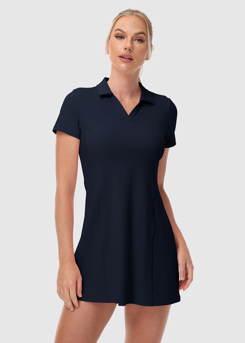 Women's UPF 50+ Tennis Golf Polo Neck Dress - TBMPOY