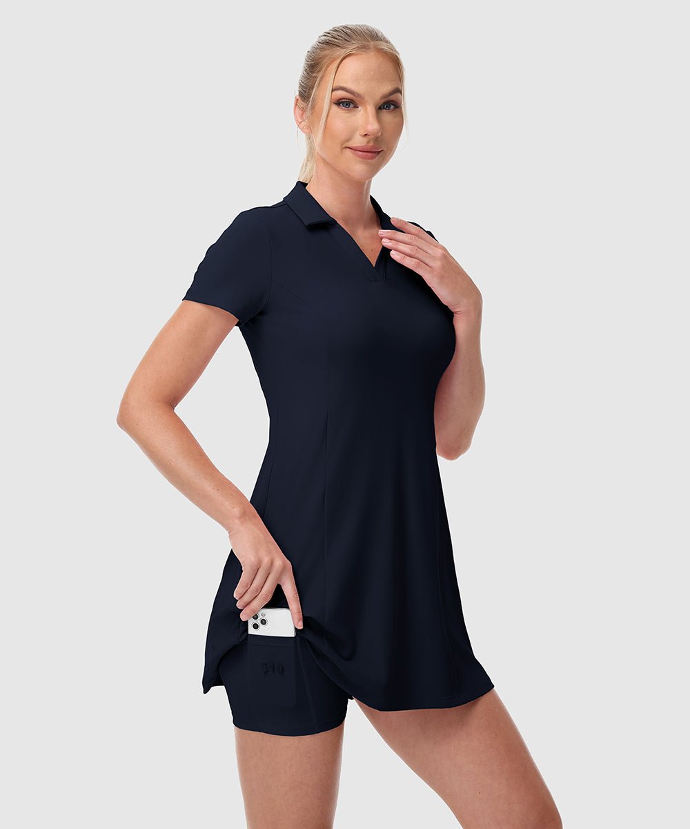 Women's UPF 50+ Tennis Golf Polo Neck Dress - TBMPOY