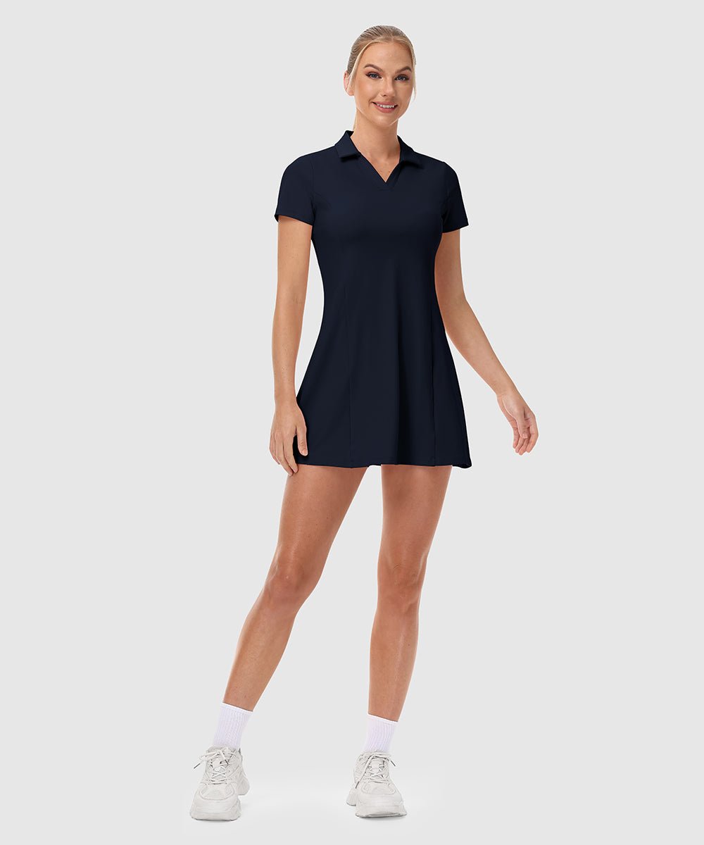 Women's UPF 50+ Tennis Golf Polo Neck Dress - TBMPOY
