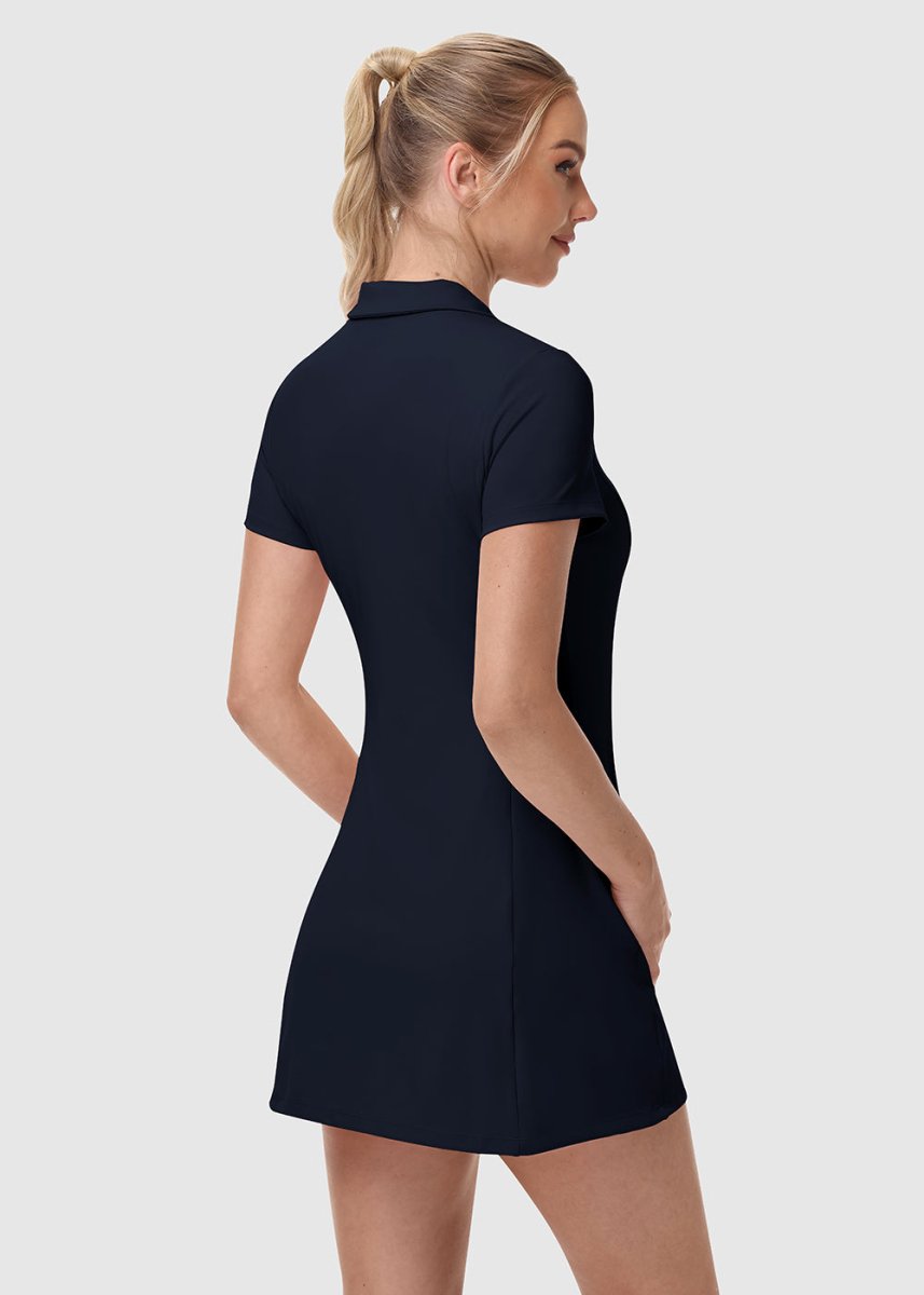 Women's UPF 50+ Tennis Golf Polo Neck Dress - TBMPOY