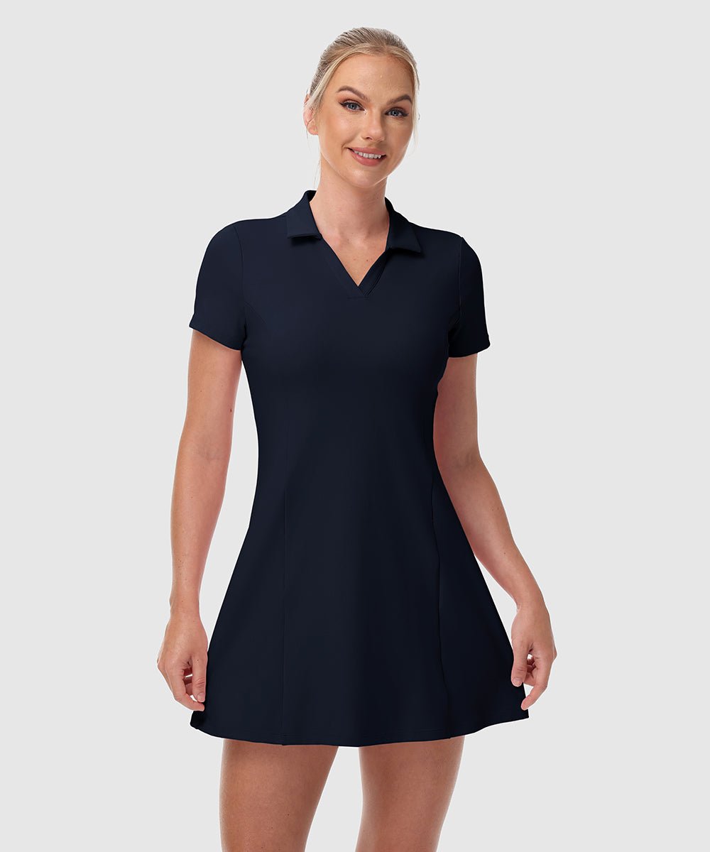 Women's UPF 50+ Tennis Golf Polo Neck Dress - TBMPOY