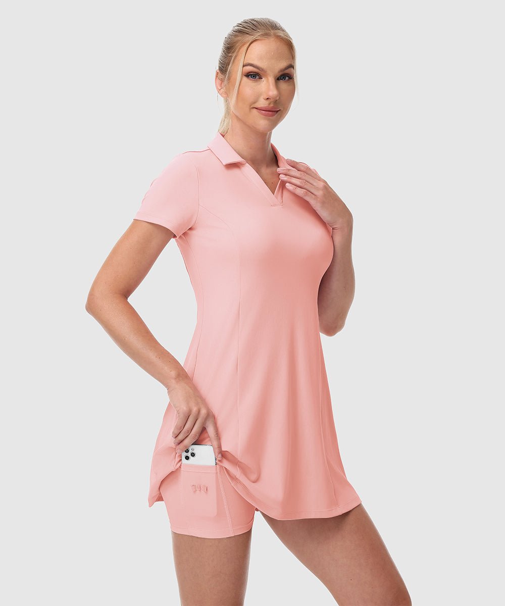 Women's UPF 50+ Tennis Golf Polo Neck Dress - TBMPOY