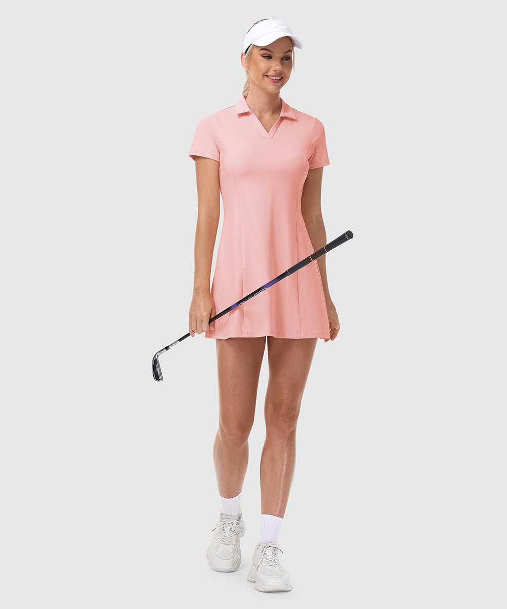 Women's UPF 50+ Tennis Golf Polo Neck Dress - TBMPOY
