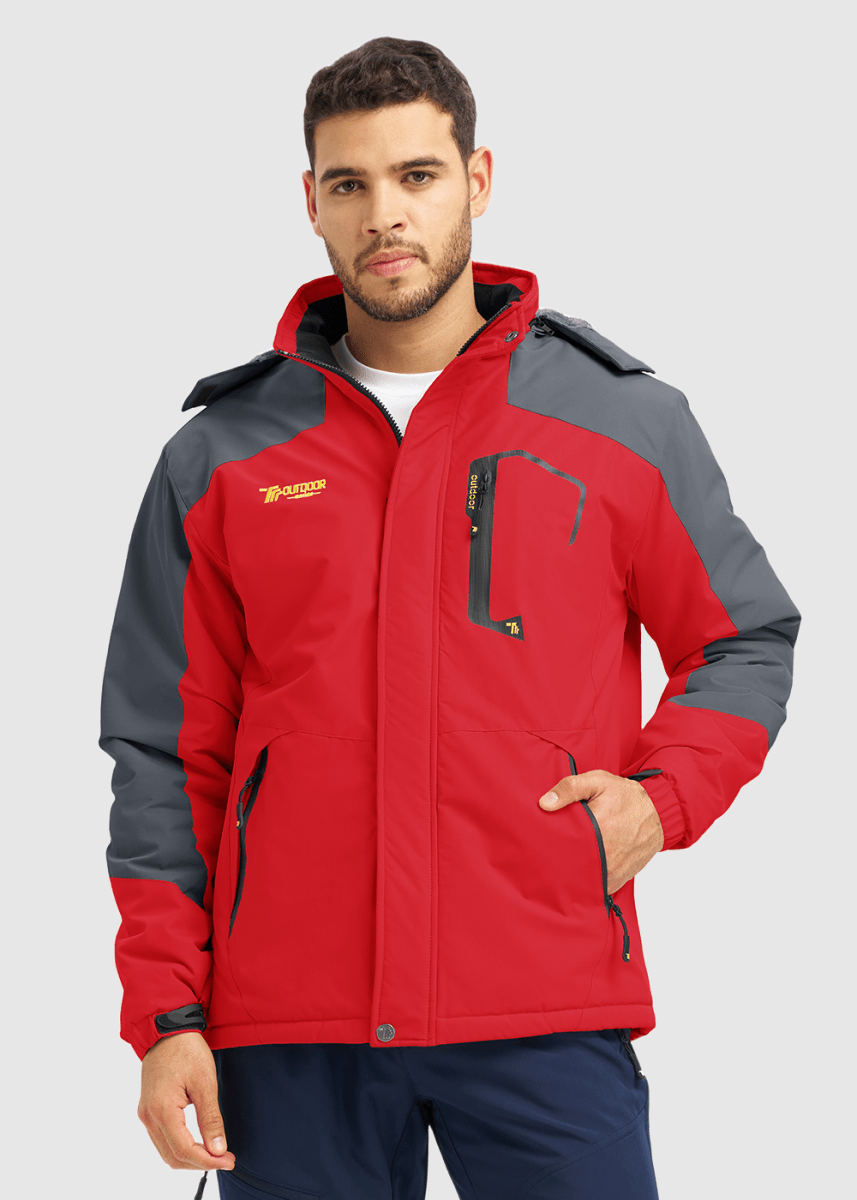 Men's Water Resistant Skiing Windbreaker Hooded Jacket - TBMPOY