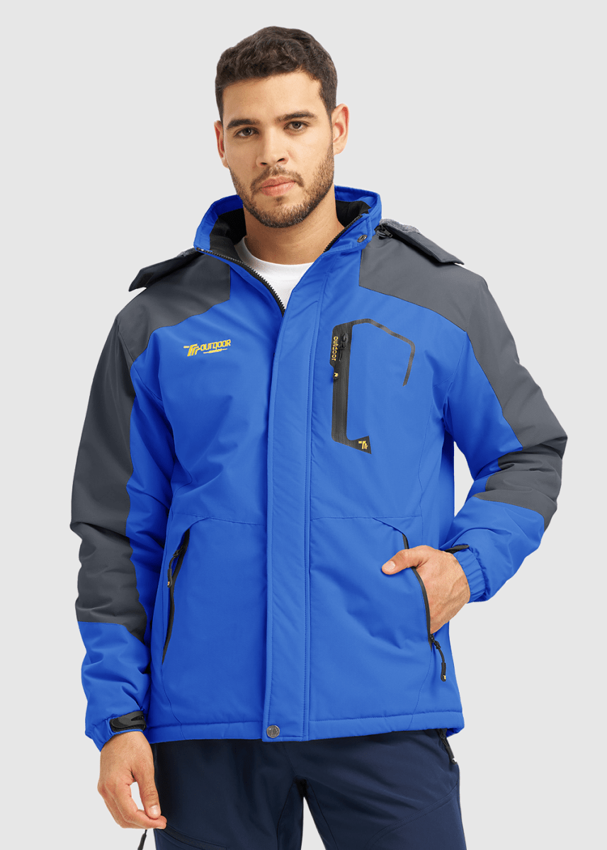 Men's Water Resistant Skiing Windbreaker Hooded Jacket - TBMPOY