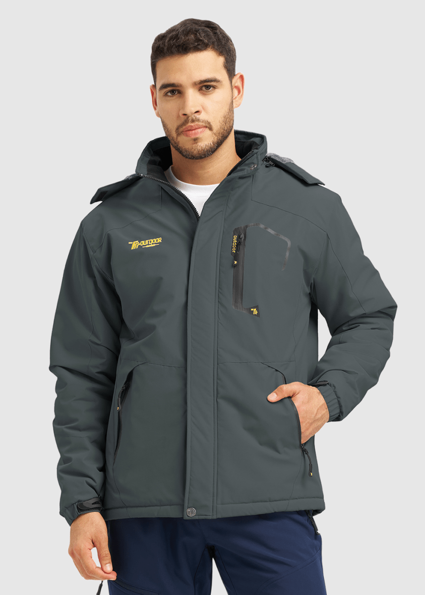 Men's Water Resistant Skiing Windbreaker Hooded Jacket - TBMPOY